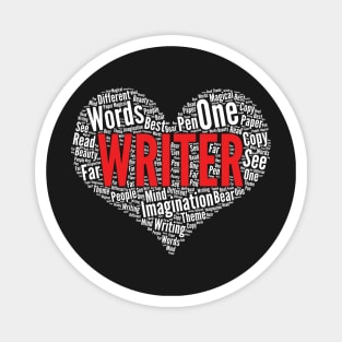 Writer Heart Shape Word Cloud Design graphic Magnet